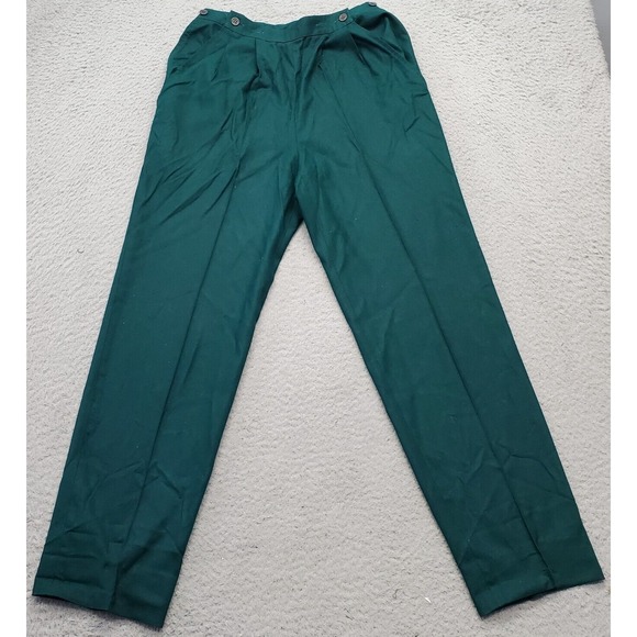Pants - IRKA Dress Pants Womens Green Flat Front 100% Silk Pleated Regular Fit‎ Comfort